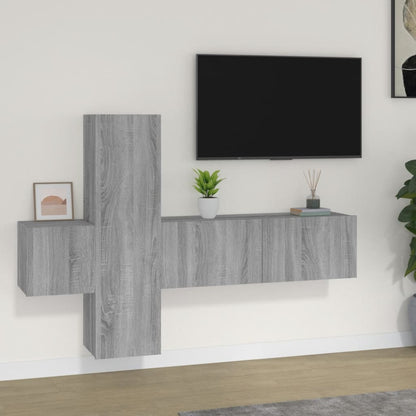 Set Mobili Porta TV 3 pz Grigio Sonoma in Legno Multistrato - homemem39