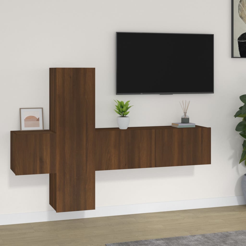 Set Mobili Porta TV 3 pz Rovere Marrone in Legno Multistrato - homemem39