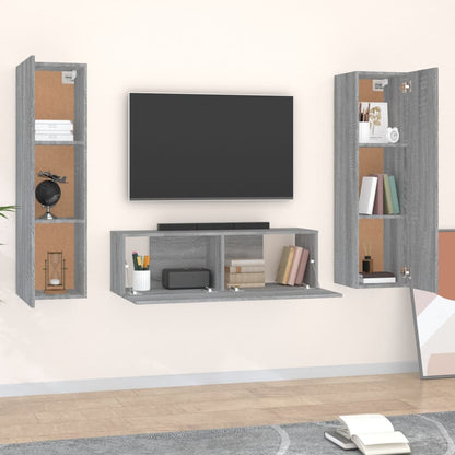 Set Mobili Porta TV 3 pz Grigio Sonoma in Legno Multistrato - homemem39