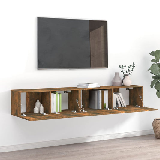 Set Mobili Porta TV 2 pz Rovere Fumo in Legno Multistrato - homemem39