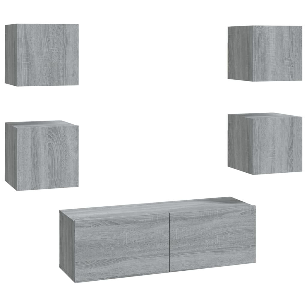 Set di Mobili TV a Parete Grigio Sonoma in Legno Multistrato - homemem39