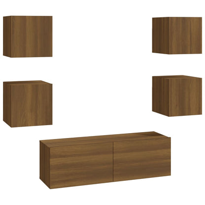 Set di Mobili TV a Parete Rovere Marrone in Legno Multistrato - homemem39