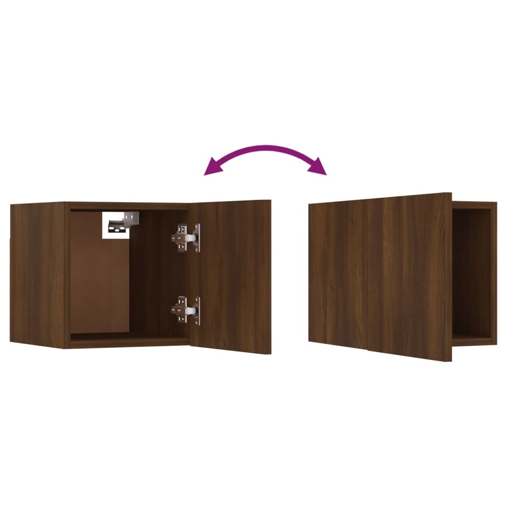 Set di Mobili TV a Parete Rovere Marrone in Legno Multistrato - homemem39