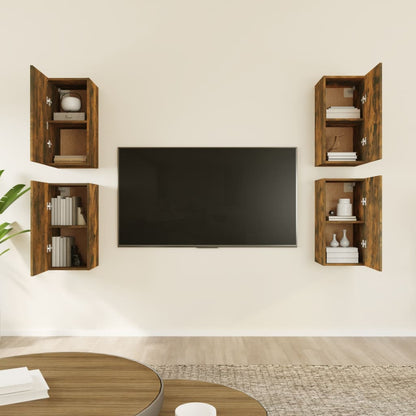 Mobili TV 4 pz Rovere Fumo 30,5x30x60 cm in Legno Multistrato - homemem39