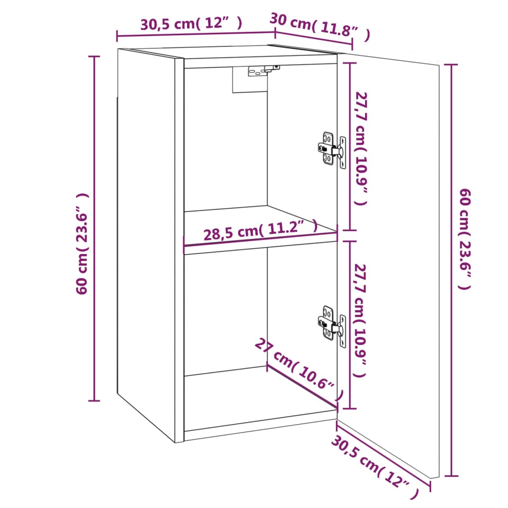 Mobili TV 4 pz Rovere Fumo 30,5x30x60 cm in Legno Multistrato - homemem39