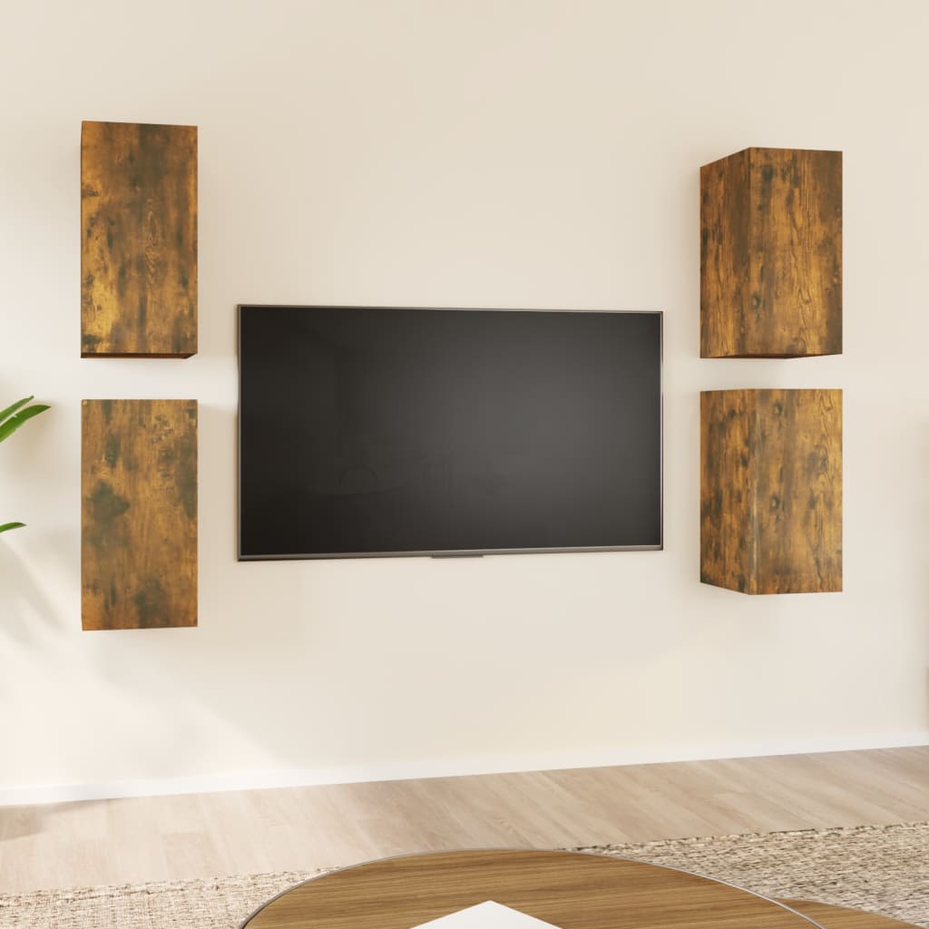 Mobili TV 4 pz Rovere Fumo 30,5x30x60 cm in Legno Multistrato - homemem39