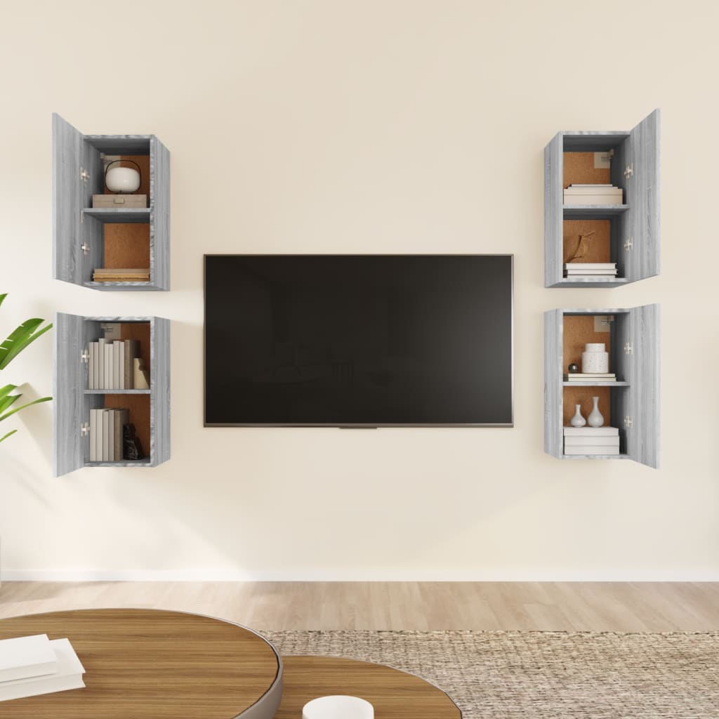 Mobili TV 4 pz Grigio Sonoma 30,5x30x60 cm in Legno Multistrato - homemem39