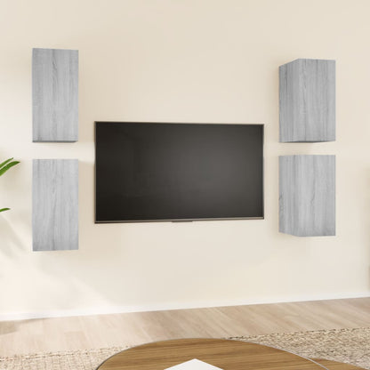 Mobili TV 4 pz Grigio Sonoma 30,5x30x60 cm in Legno Multistrato - homemem39