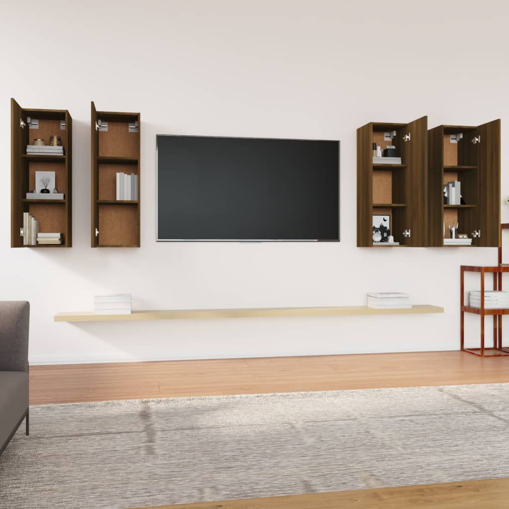 Mobili TV 4 pz Rovere Marrone 30,5x30x90 cm Legno Multistrato - homemem39