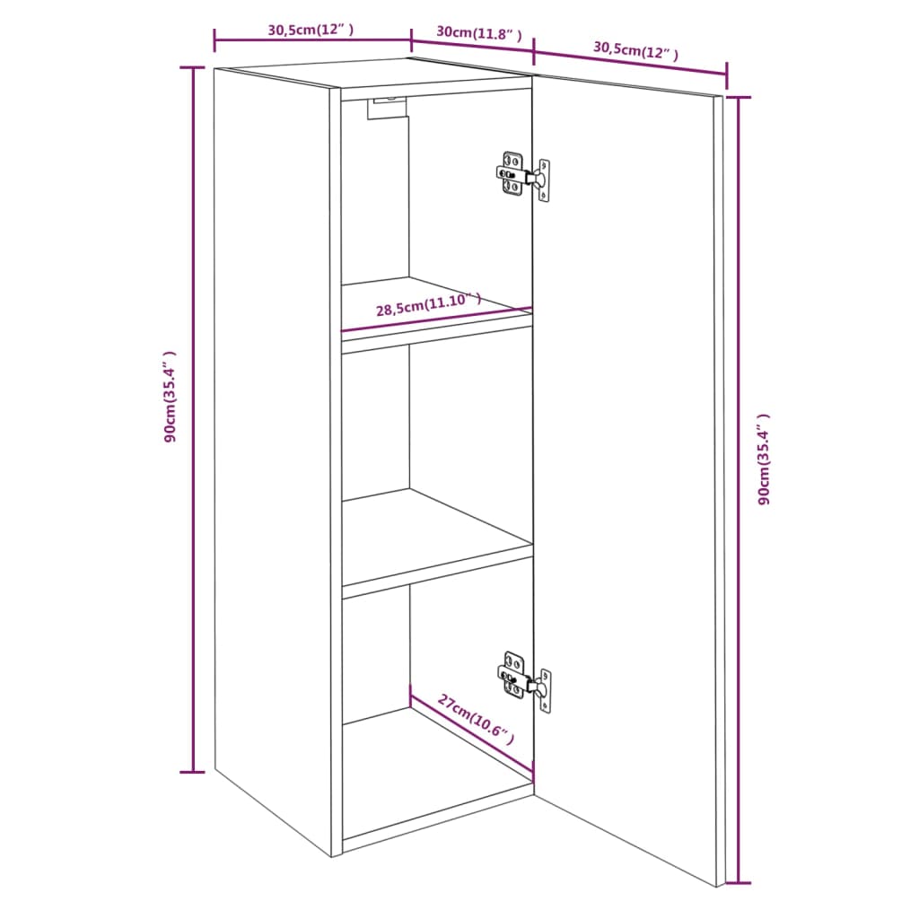 Mobili TV 4 pz Rovere Marrone 30,5x30x90 cm Legno Multistrato - homemem39