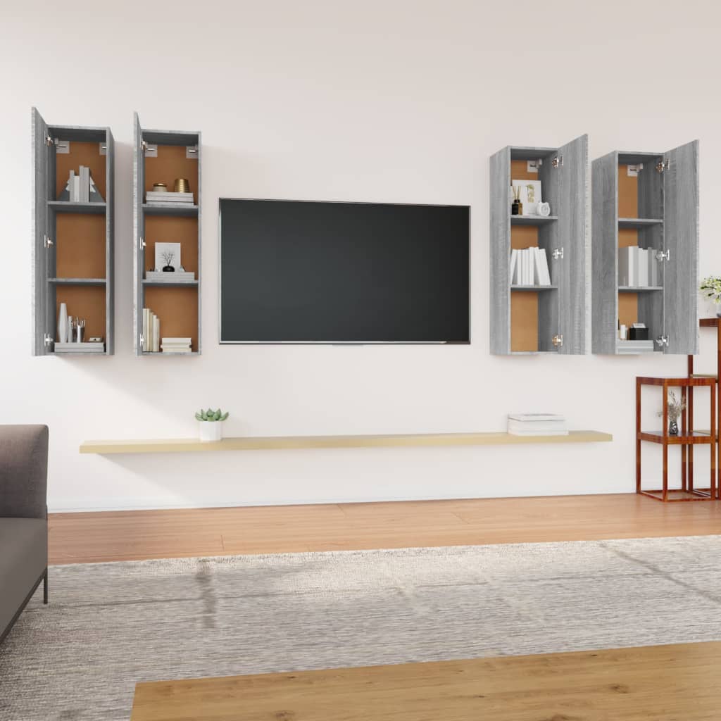 Mobili TV 4 pz Grigio Sonoma 30,5x30x110cm in Legno Multistrato - homemem39