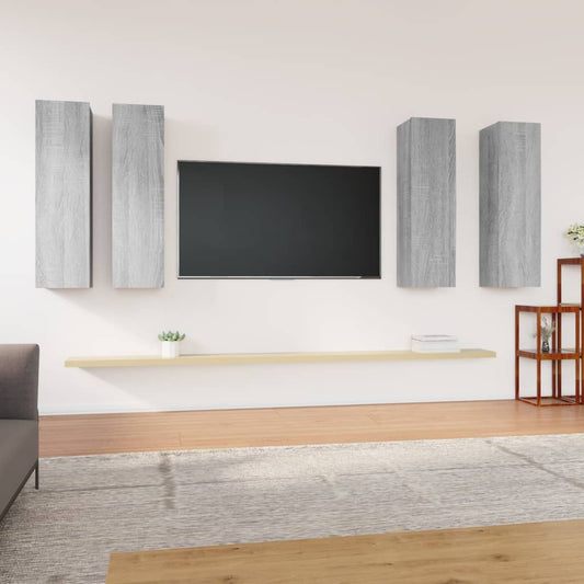 Mobili TV 4 pz Grigio Sonoma 30,5x30x110cm in Legno Multistrato - homemem39