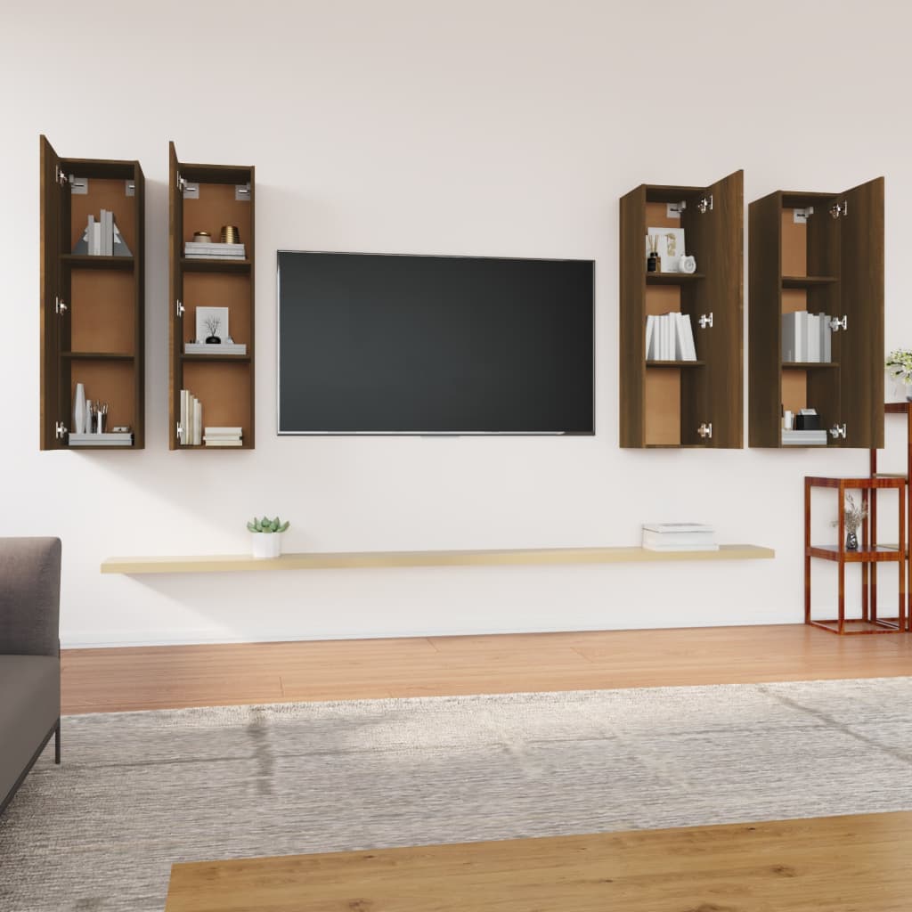 Mobili TV 4 pz Rovere Marrone 30,5x30x110 cm Legno Multistrato - homemem39