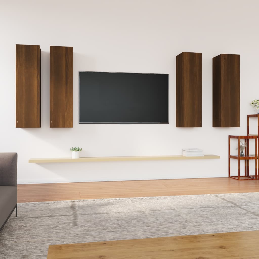 Mobili TV 4 pz Rovere Marrone 30,5x30x110 cm Legno Multistrato - homemem39