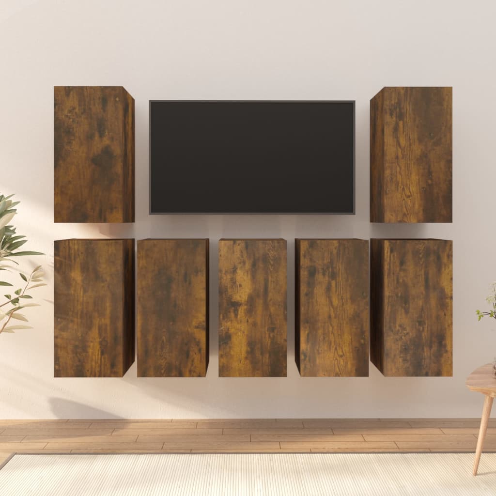 Mobili TV 7 pz Rovere Fumo 30,5x30x60 cm in Legno Multistrato - homemem39