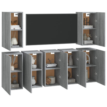 Mobili TV 7 pz Grigio Sonoma 30,5x30x60 cm in Legno Multistrato - homemem39