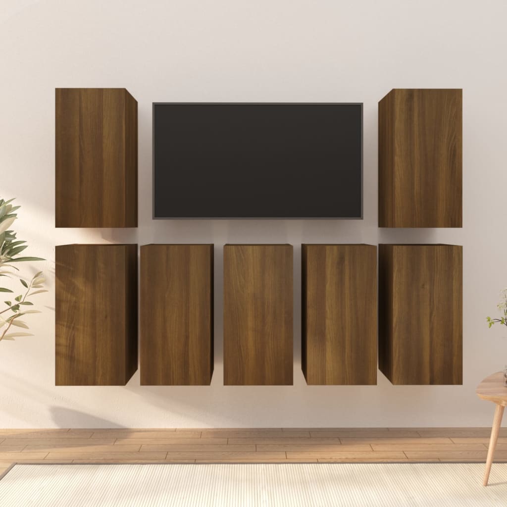 Mobili TV 7 pz Rovere Marrone 30,5x30x60cm in Legno Multistrato - homemem39