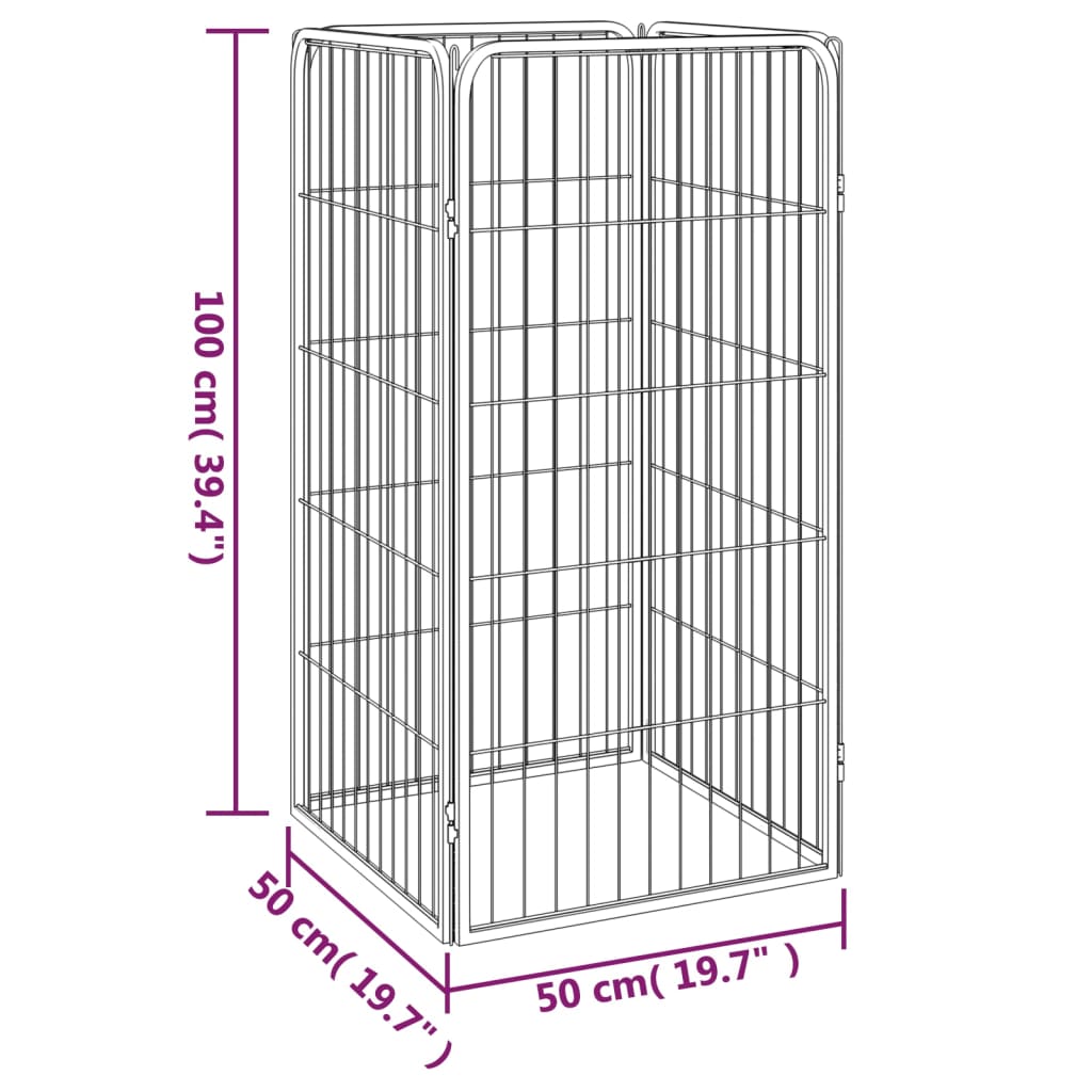 Box Cani a 4 Pannelli Nero 50x100cm Acciaio Verniciato Polvere - homemem39