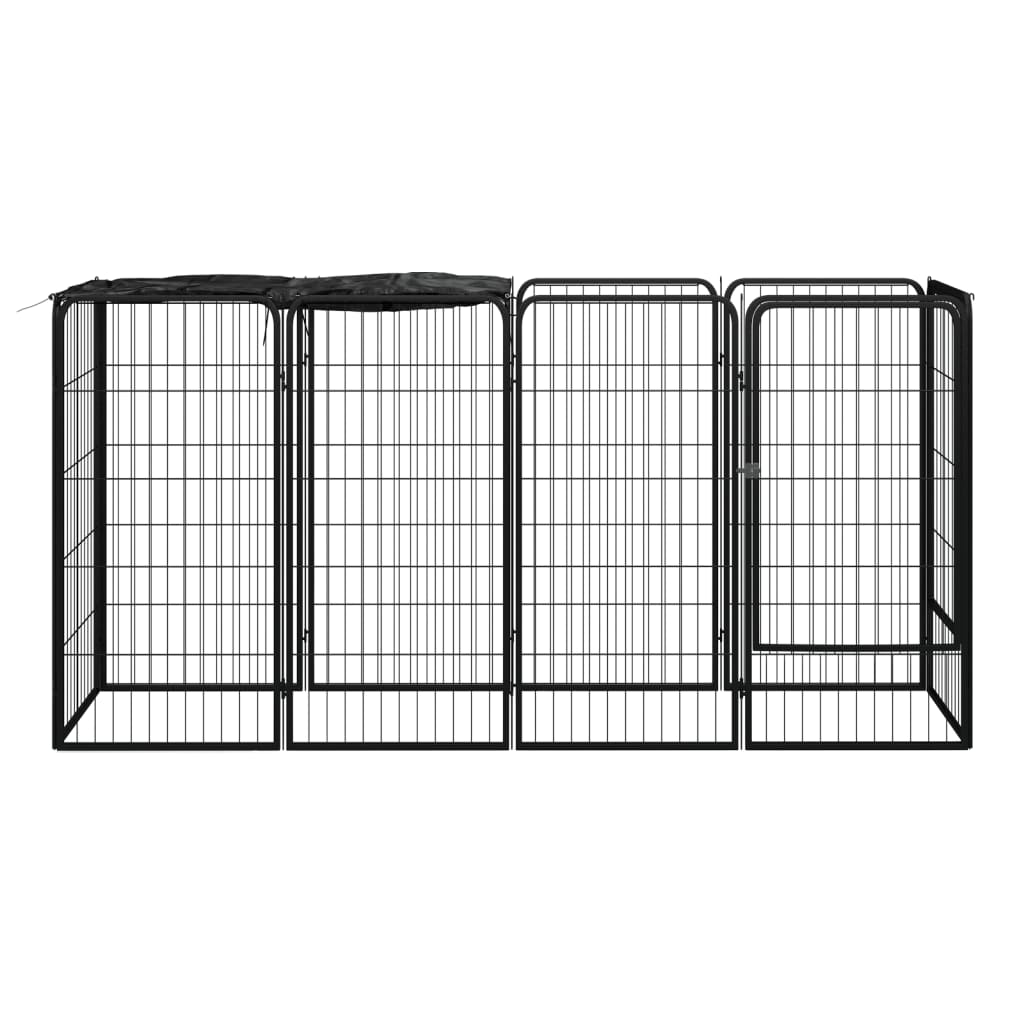 Box Cani 10 Pannelli Nero 50x100 cm Acciaio Verniciato Polvere - homemem39