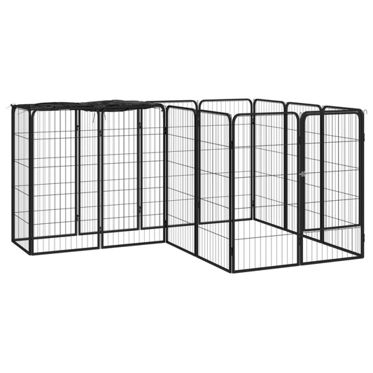 Box Cani 14 Pannelli Nero 50x100 cm Acciaio Verniciato Polvere - homemem39