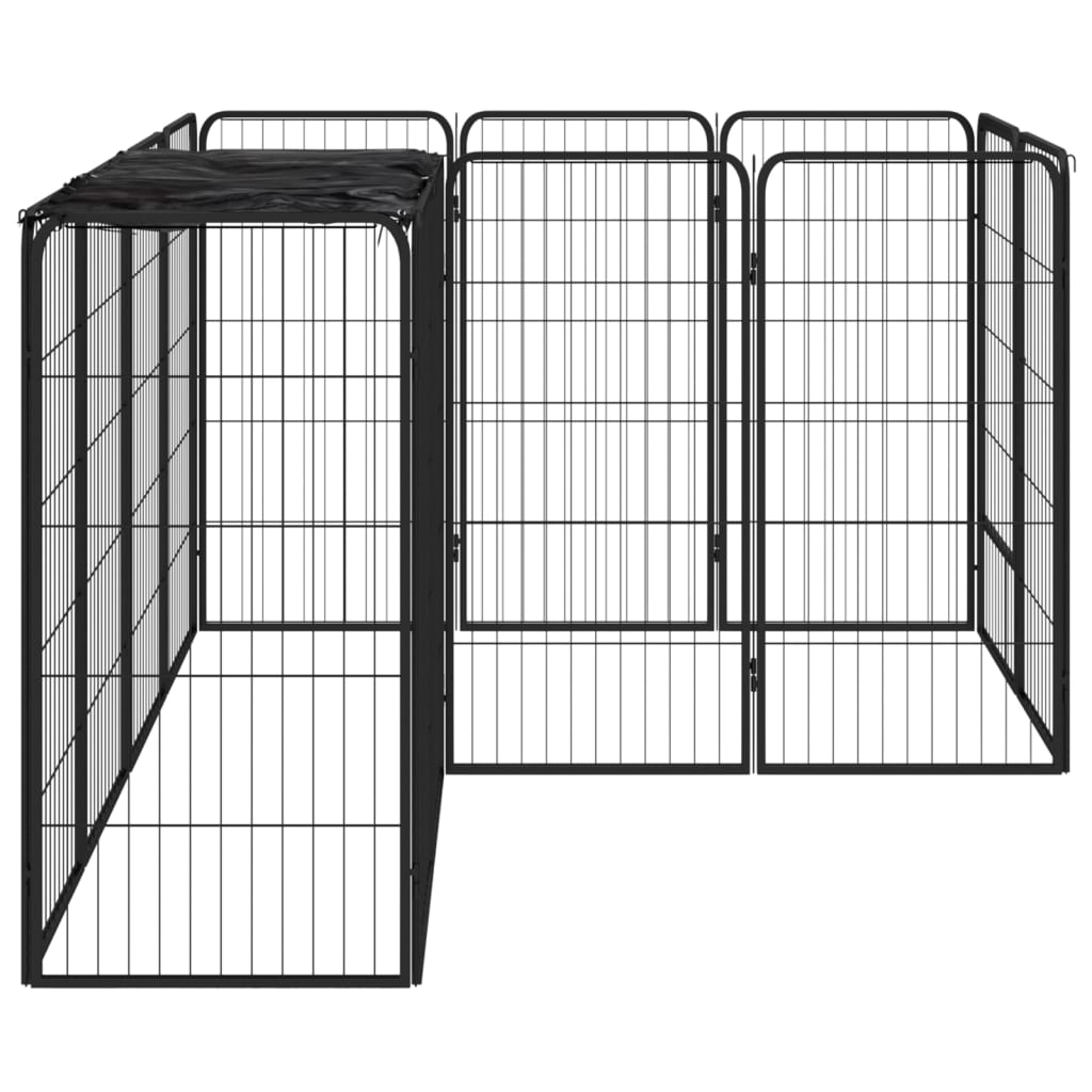 Box Cani 14 Pannelli Nero 50x100 cm Acciaio Verniciato Polvere - homemem39