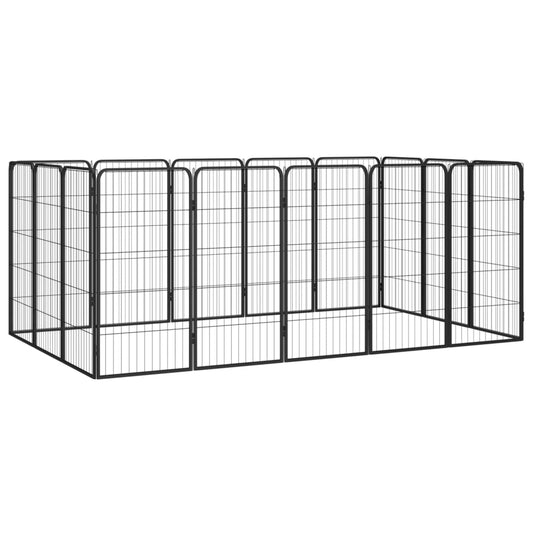 Box Cani 16 Pannelli Nero 50x100 cm Acciaio Verniciato Polvere - homemem39