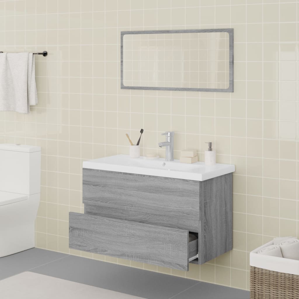 Set di Mobili da Bagno Grigio Sonoma in Legno Multistrato - homemem39