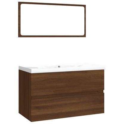 Set Mobili da Bagno Rovere Marrone in Legno Multistrato - homemem39