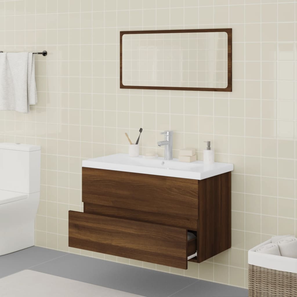 Set Mobili da Bagno Rovere Marrone in Legno Multistrato - homemem39