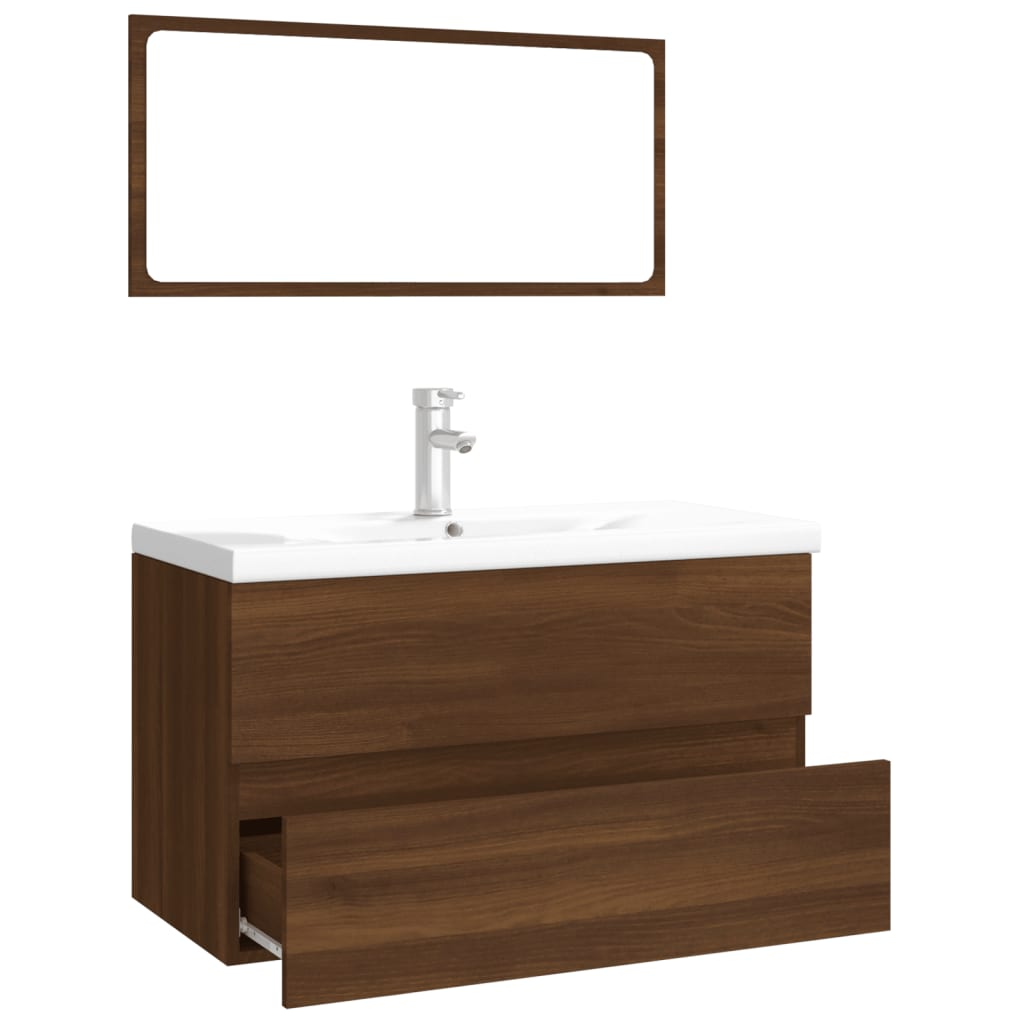 Set Mobili da Bagno Rovere Marrone in Legno Multistrato - homemem39