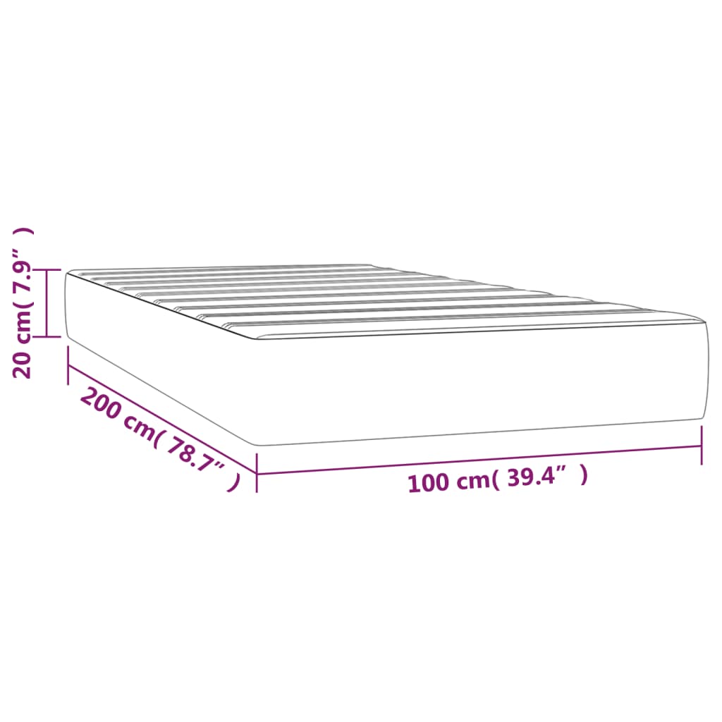 Materasso a Molle Grigio Chiaro 100x200x20 cm in Velluto - homemem39