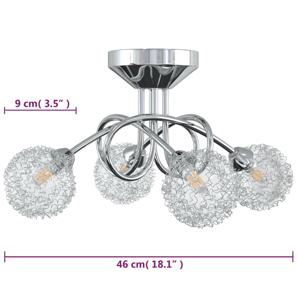 Lampada da Soffitto con Paralumi in Rete per 4 Luci LED G9 - homemem39