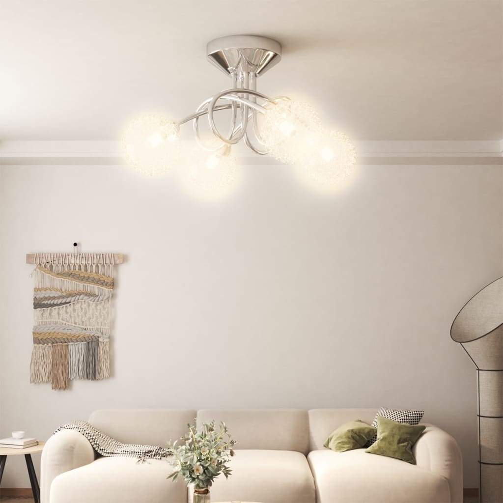 Lampada da Soffitto con Paralumi in Rete per 4 Luci LED G9 - homemem39