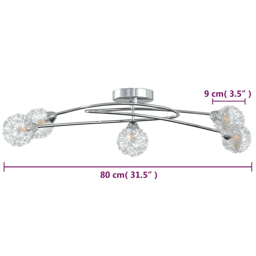 Lampada da Soffitto con Paralumi in Rete per 5 Luci LED G9 - homemem39