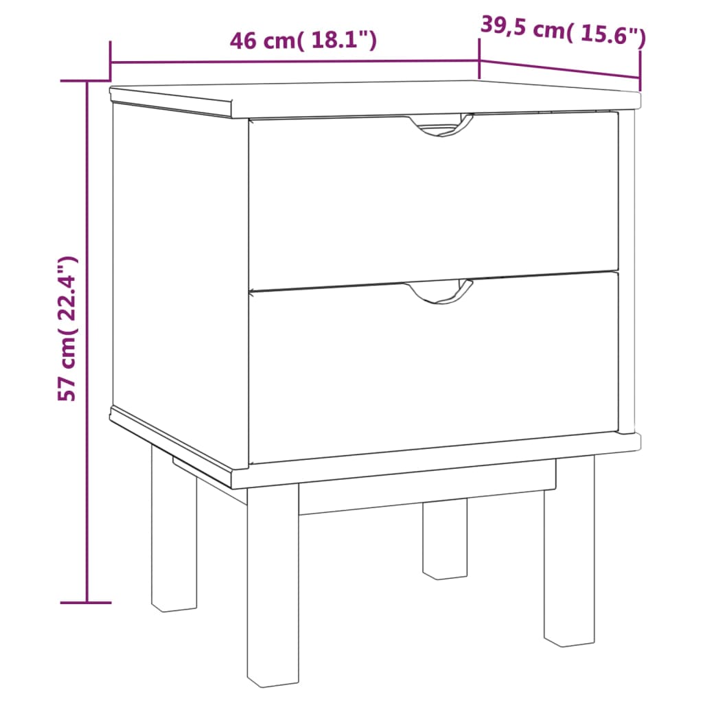 Comodino OTTA Grigio 46x39,5x57 cm in Legno Massello di Pino - homemem39