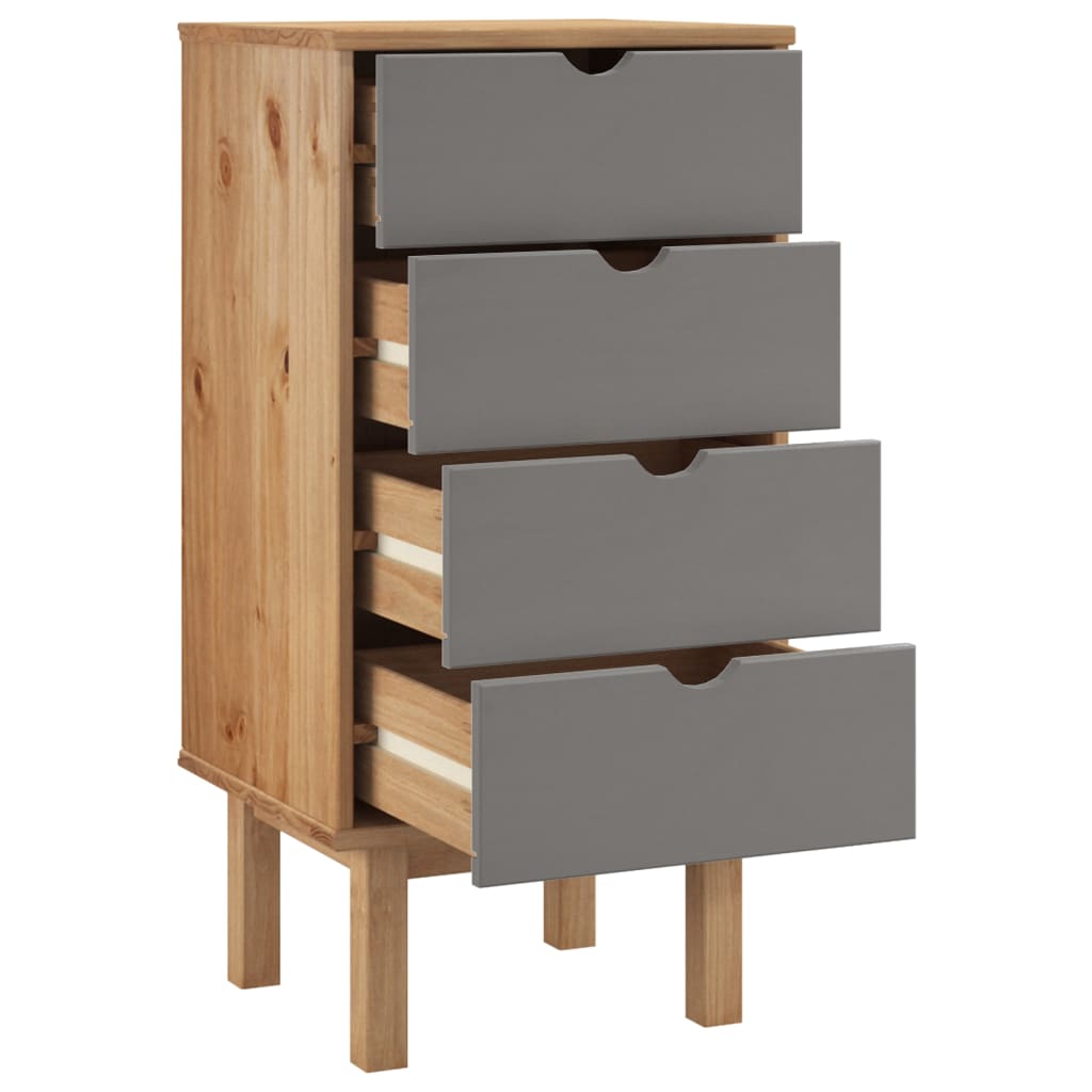 Cassettiera OTTA Marrone e Grigio 46x39,5x90cm in Legno di Pino - homemem39