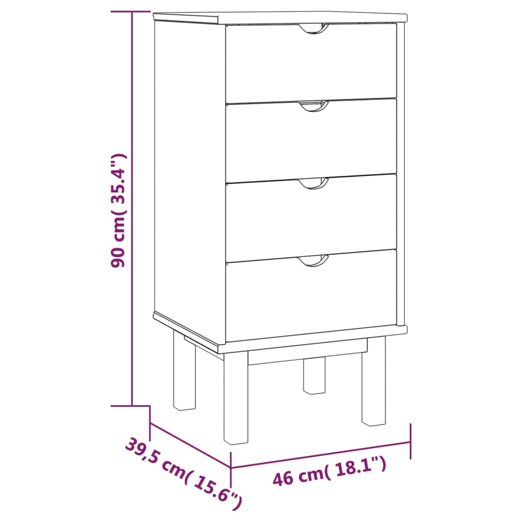 Cassettiera OTTA Marrone e Grigio 46x39,5x90cm in Legno di Pino - homemem39