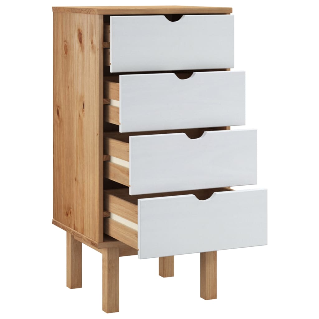 Cassettiera OTTA Marrone e Bianco 46x39,5x90cm in Legno di Pino - homemem39