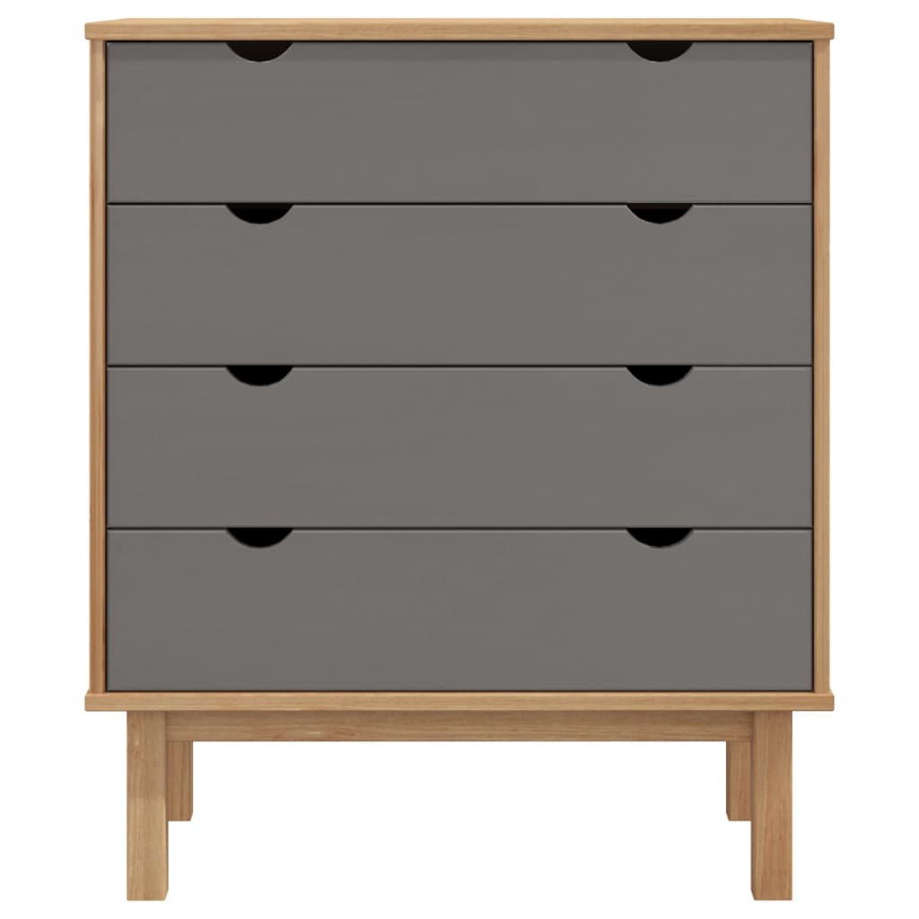 Cassettiera OTTA Marrone e Grigio 76,5x39,5x90 cm Legno di Pino - homemem39