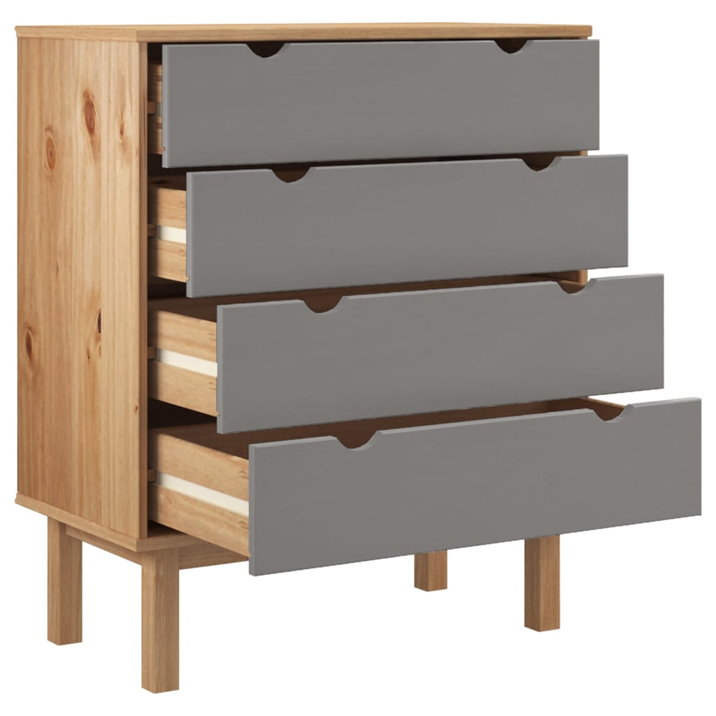 Cassettiera OTTA Marrone e Grigio 76,5x39,5x90 cm Legno di Pino - homemem39