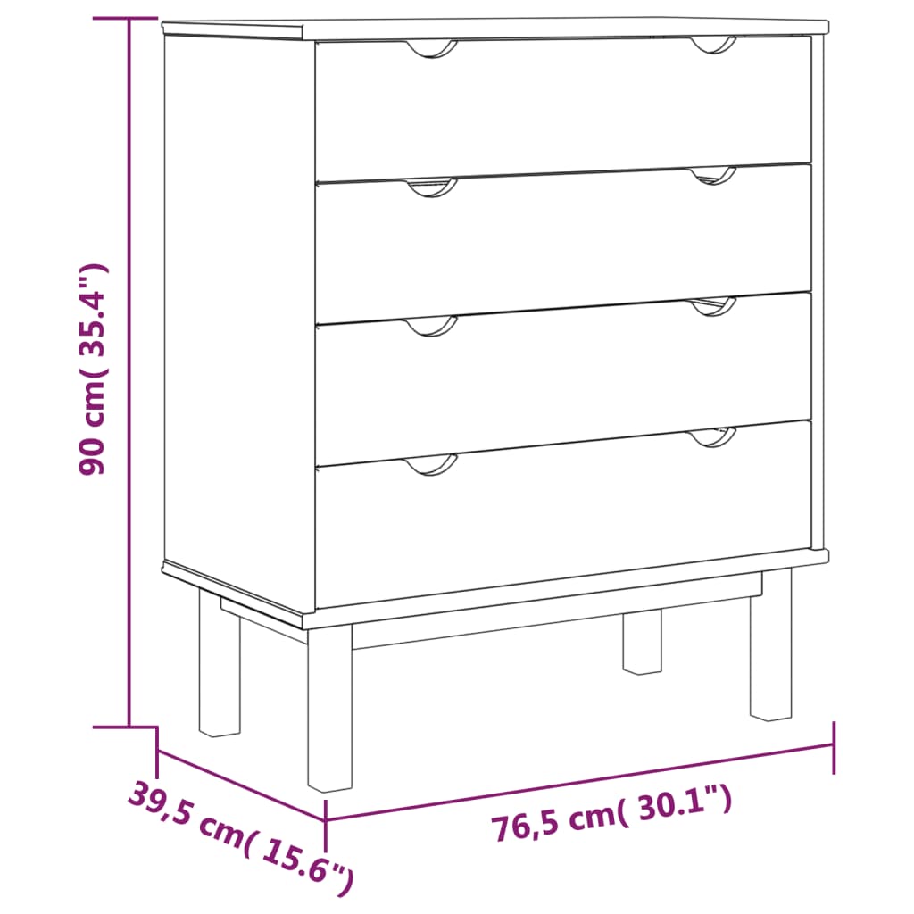 Cassettiera OTTA Marrone e Grigio 76,5x39,5x90 cm Legno di Pino - homemem39