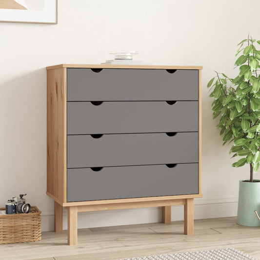 Cassettiera OTTA Marrone e Grigio 76,5x39,5x90 cm Legno di Pino - homemem39