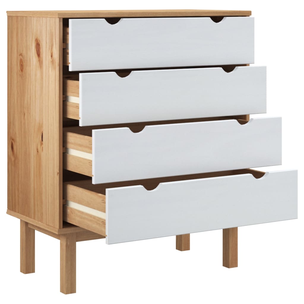 Cassettiera OTTA Marrone e Bianco 76,5x39,5x90 cm Legno di Pino - homemem39