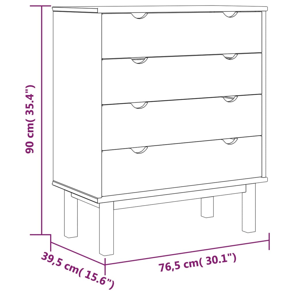 Cassettiera OTTA Marrone e Bianco 76,5x39,5x90 cm Legno di Pino - homemem39