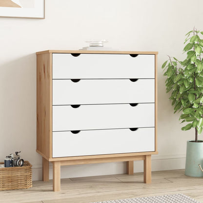 Cassettiera OTTA Marrone e Bianco 76,5x39,5x90 cm Legno di Pino - homemem39