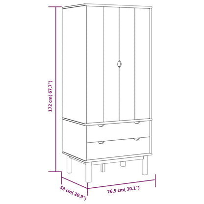 Armadio OTTA 76,5x53x172 cm in Legno Massello di Pino - homemem39