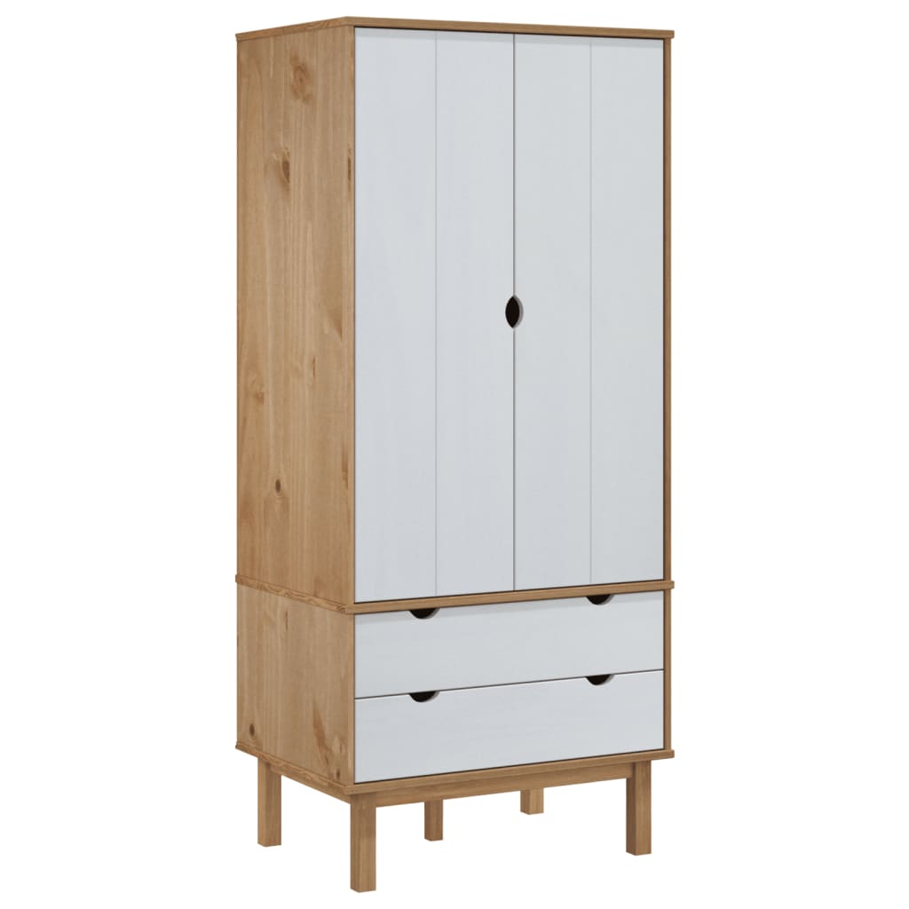 Armadio OTTA Marrone e Bianco 76,5x53x172 cm in Legno di Pino - homemem39