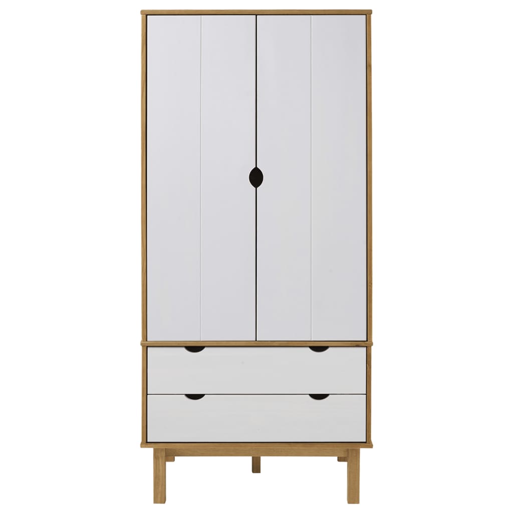 Armadio OTTA Marrone e Bianco 76,5x53x172 cm in Legno di Pino - homemem39