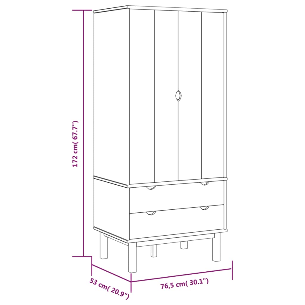 Armadio OTTA Marrone e Bianco 76,5x53x172 cm in Legno di Pino - homemem39