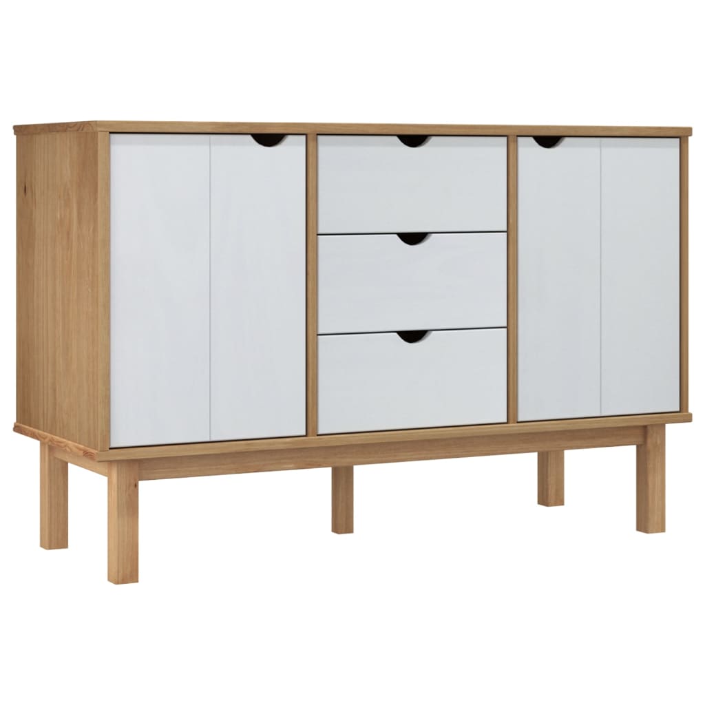 Credenza OTTA Marrone e Bianco 113,5x43x73 cm in Legno di Pino - homemem39